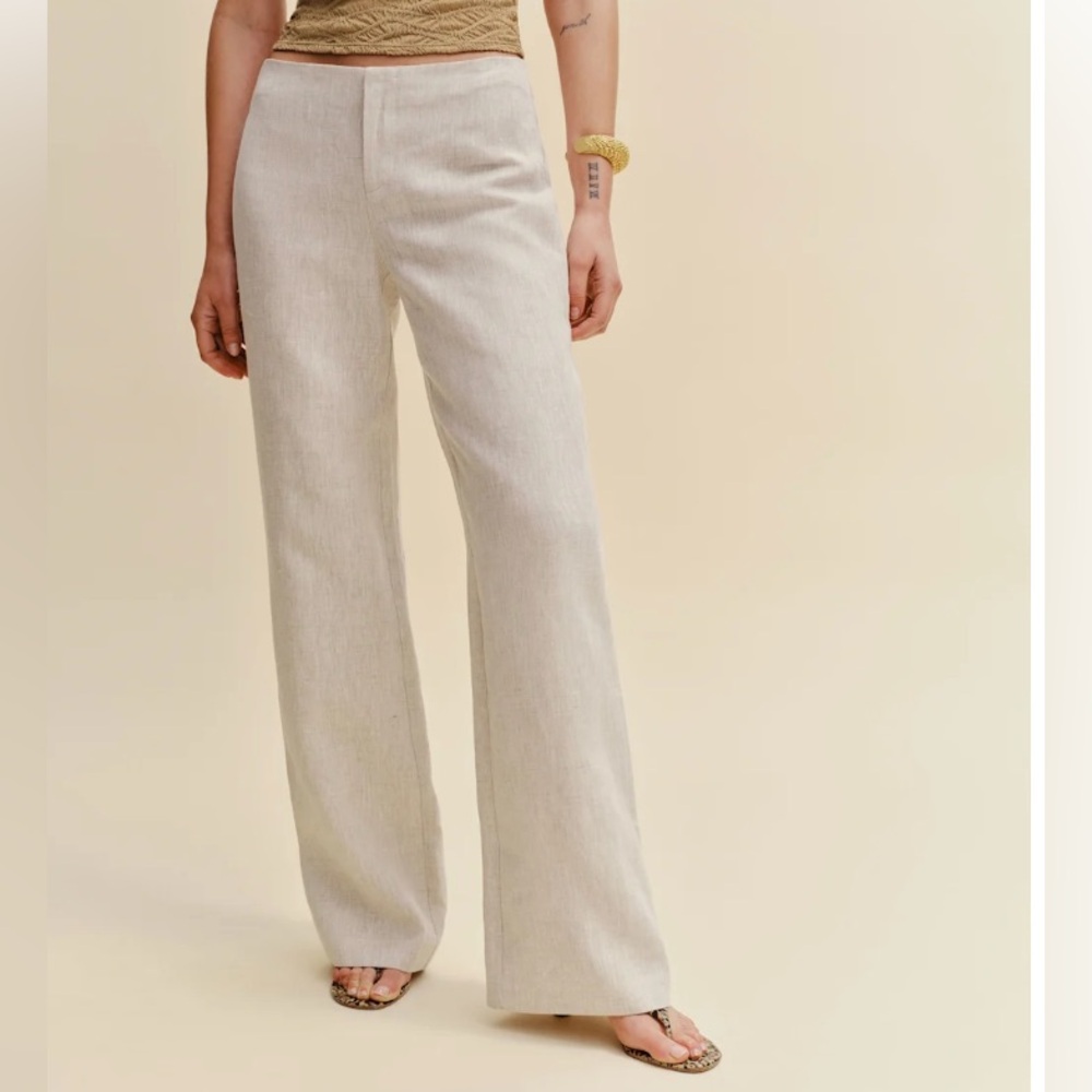 Reformation Cream Wide Leg Pants
